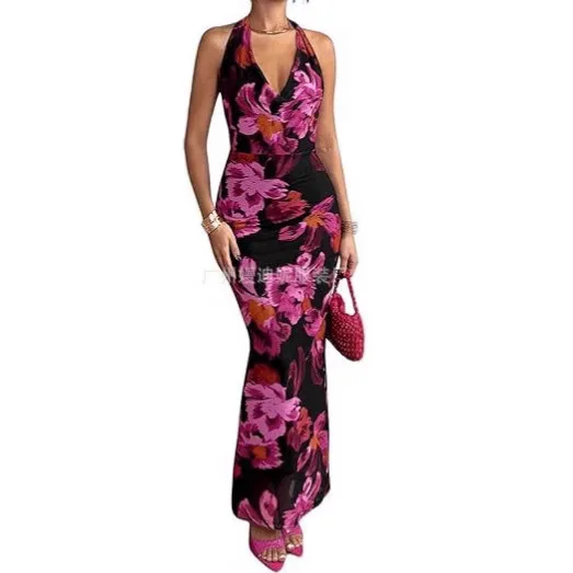 

Women's Sexy Dress Spring New Style Streetwear Fashion Suspender Casual Slim Printed Sleeveless Backless Women's Dress Clothing