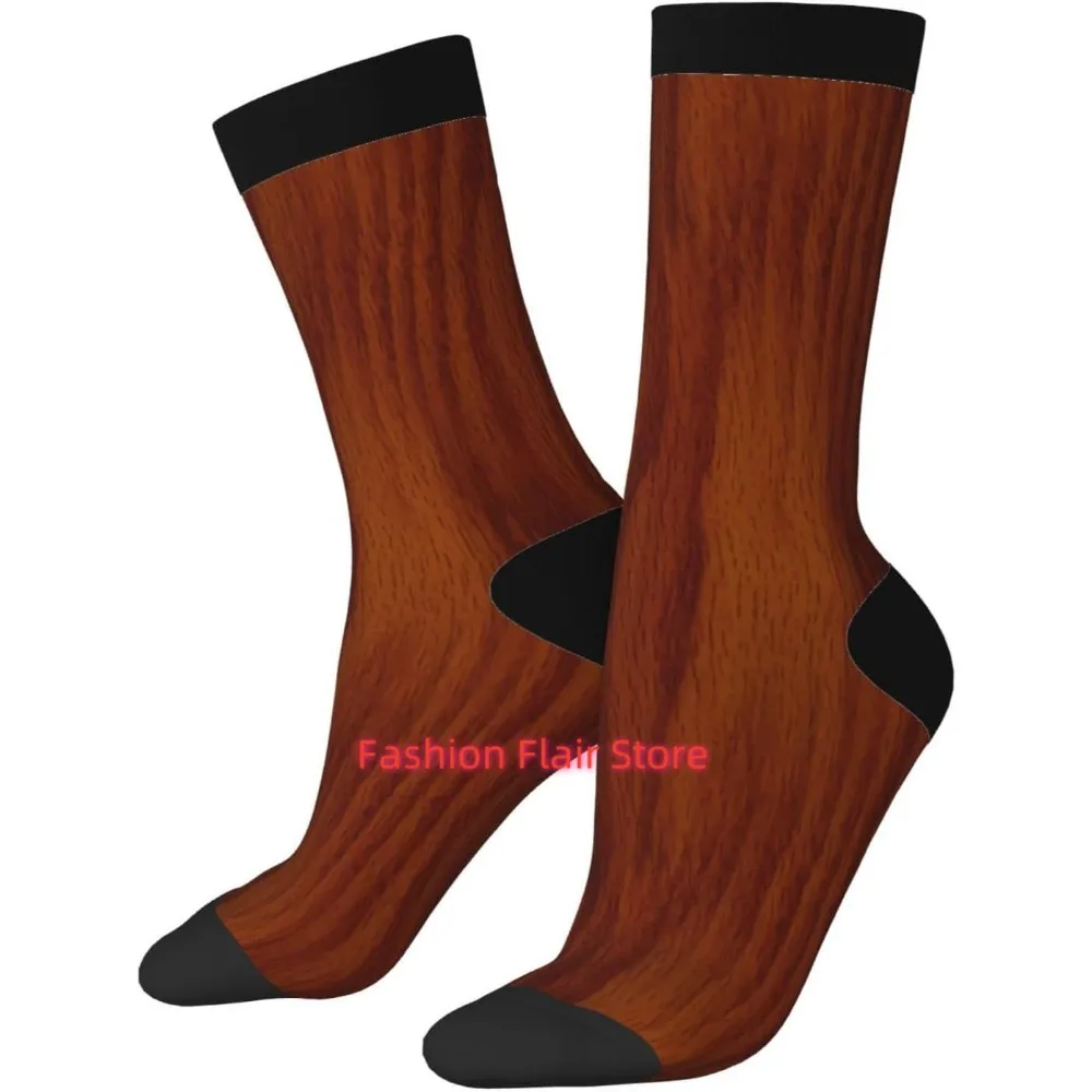

The Look Of Warm Oak Wood Grain Texture Novelty Crew Socks Print Unisex Gifts Men Women