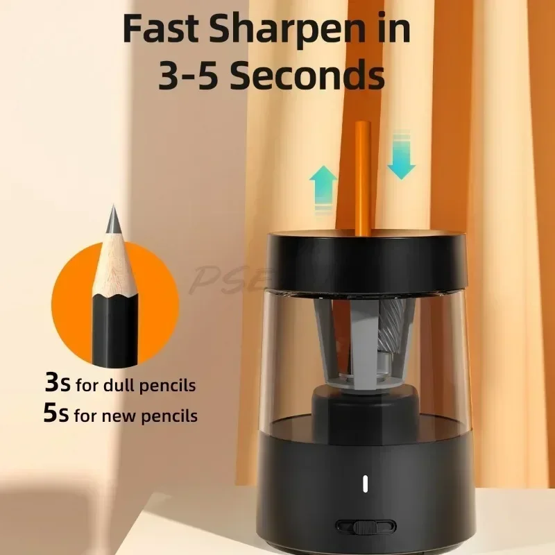 Electric Pencil Sharpener Auto Stop Portable with Lid Fully Automatic Pencil Sharpener for Home Engineers Office Student