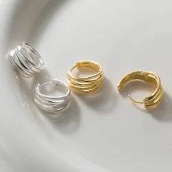 925 Sterling Silver Vintage Interware Lines Earrings For Women Trendy Earring Jewelry Prevent Allergy Party Accessories Gift