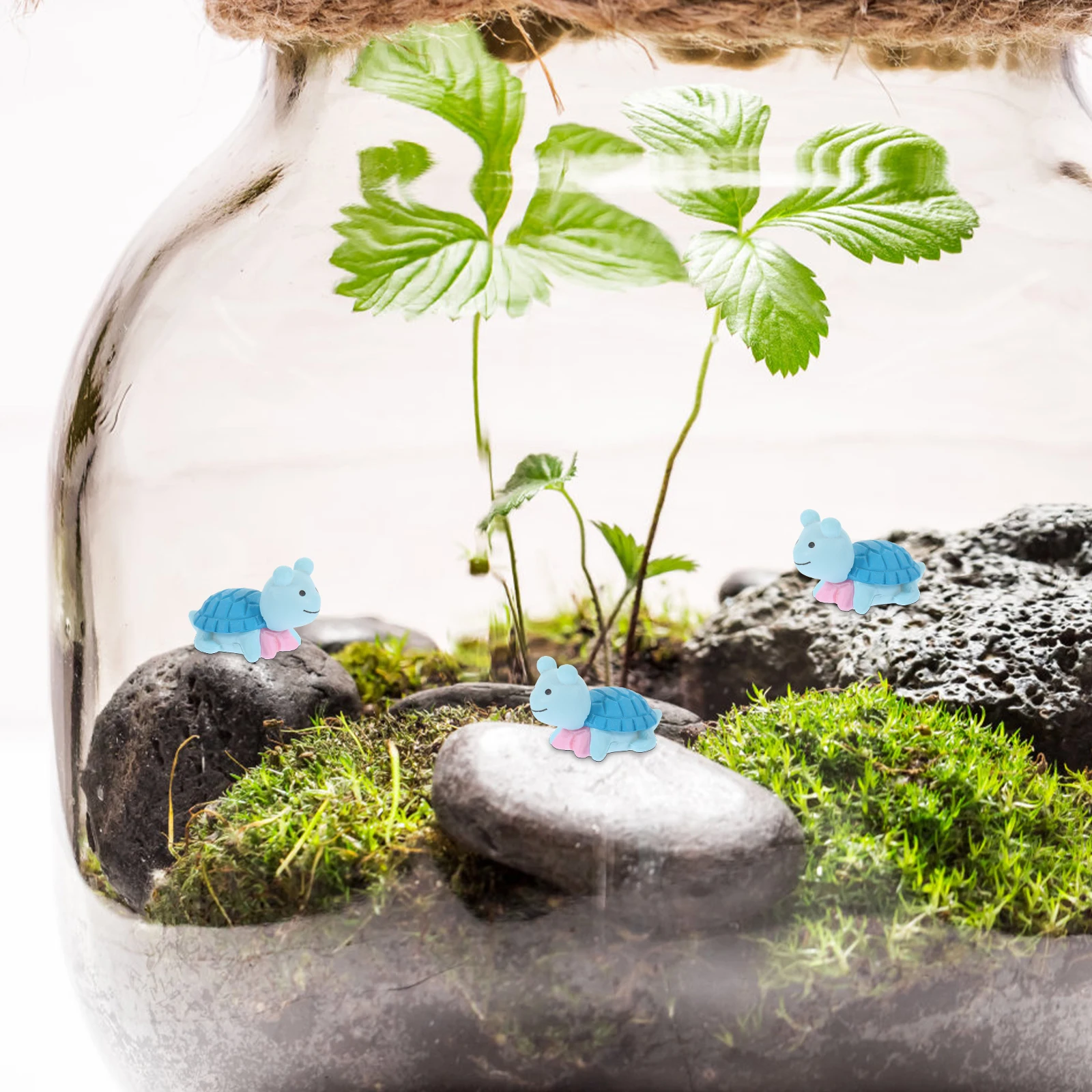 

10pcs Tiny Turtles Figurines Small Turtle Decorations Blue Color Plastic Garden Accessories DIY Terrarium Statue
