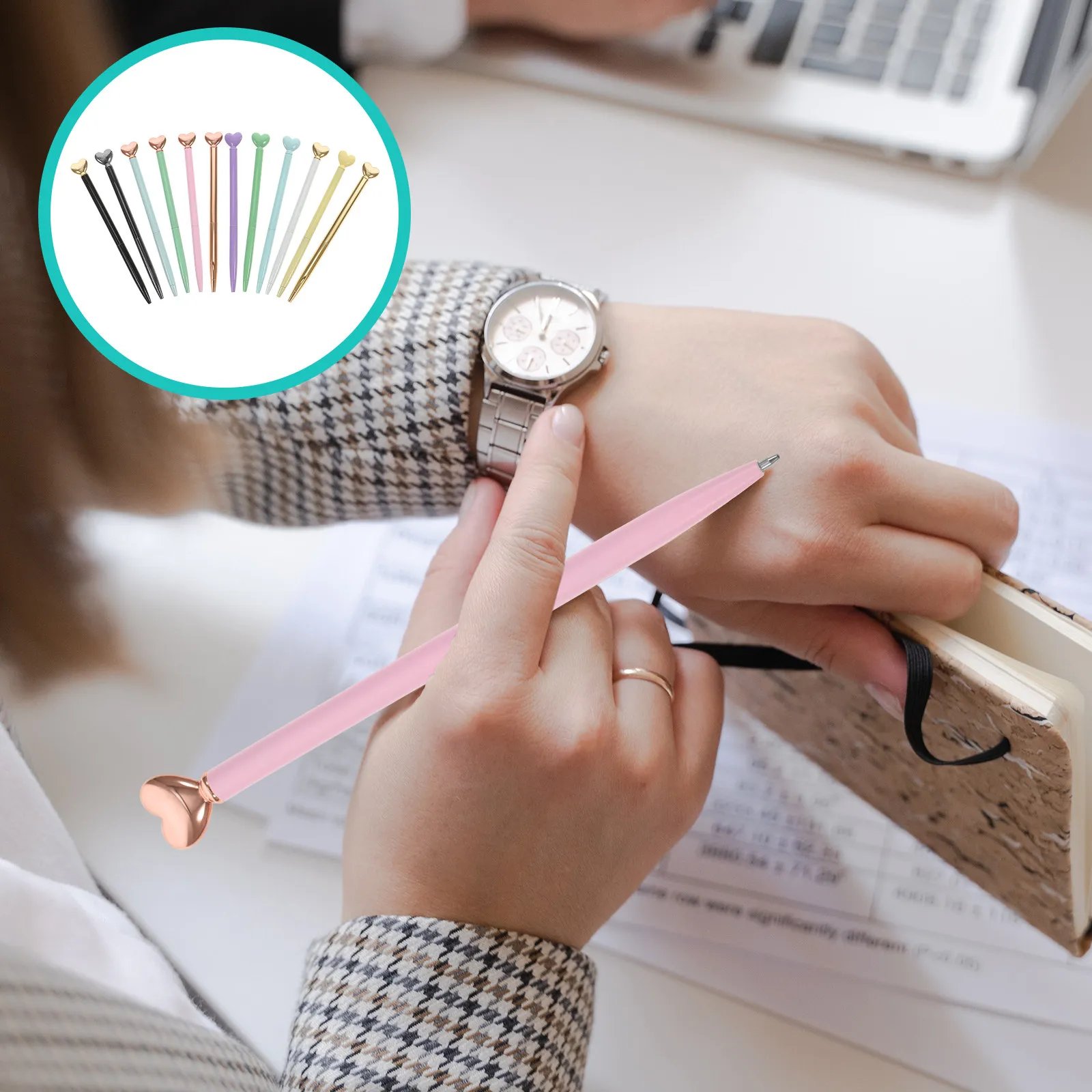 

12Pcs Creative Ballpoint Pens Ergonomic Metal Pen Set Fine Point Writing Comfort Grip for School Work Office Supplies Stationery