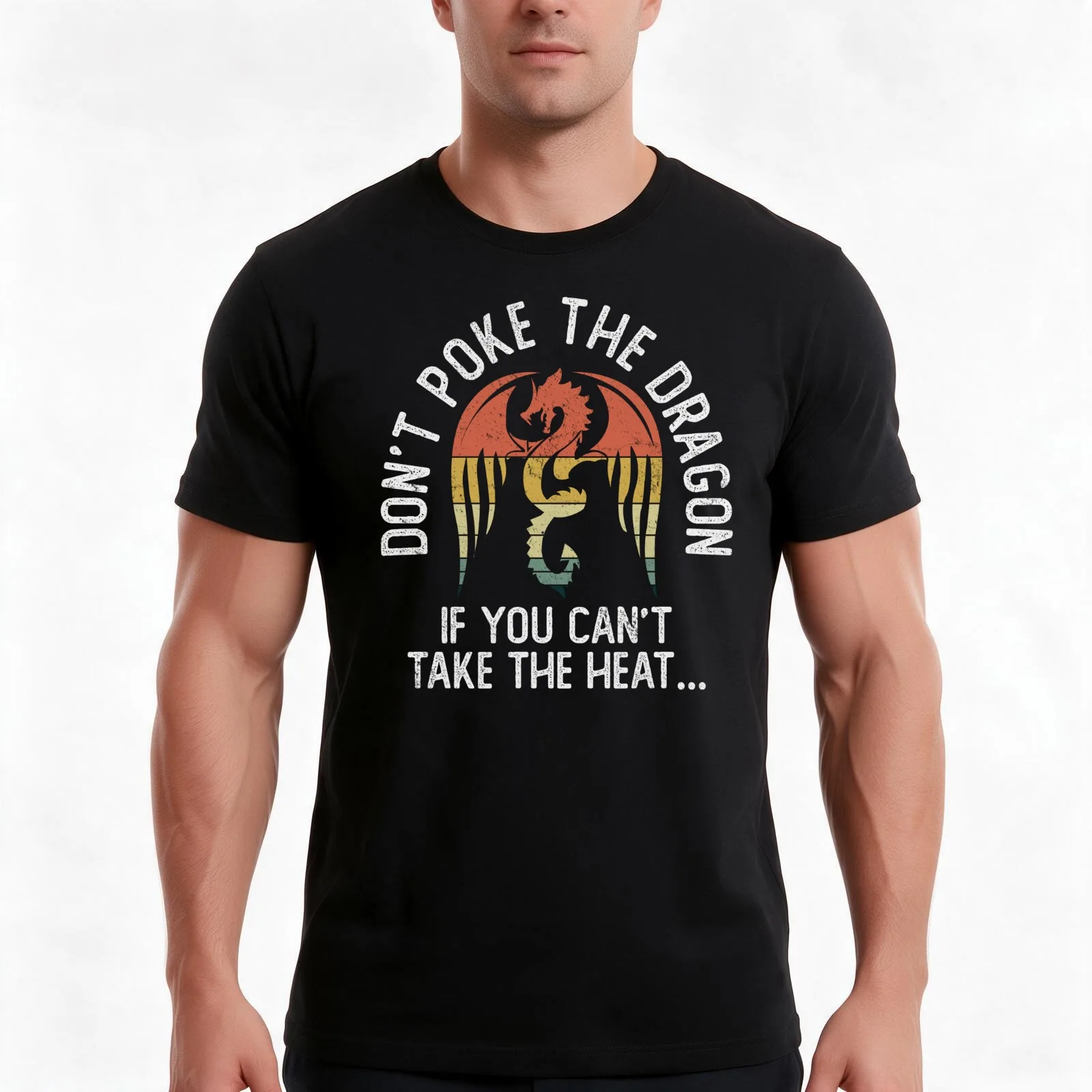 Retro Flying Dragon Mythical Creature Legendary Animals T-Shirt, Summer Casual Cotton Tee, Oversized Streetwear Tops