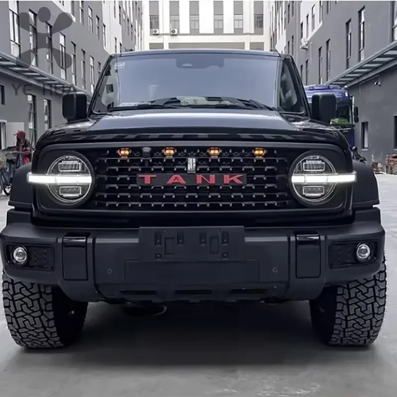 Modified Front Grille for Tank 300 Defender Honeycomb Design with TANK Logo Decoration Small Yellow Light Special Accessory