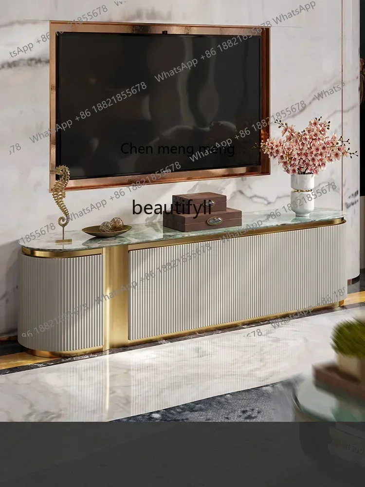 

X A Light Luxury Large Apartment Marble Living Room Furniture Post-Modern Italian TV Cabinet and Tea Table Combination furniture