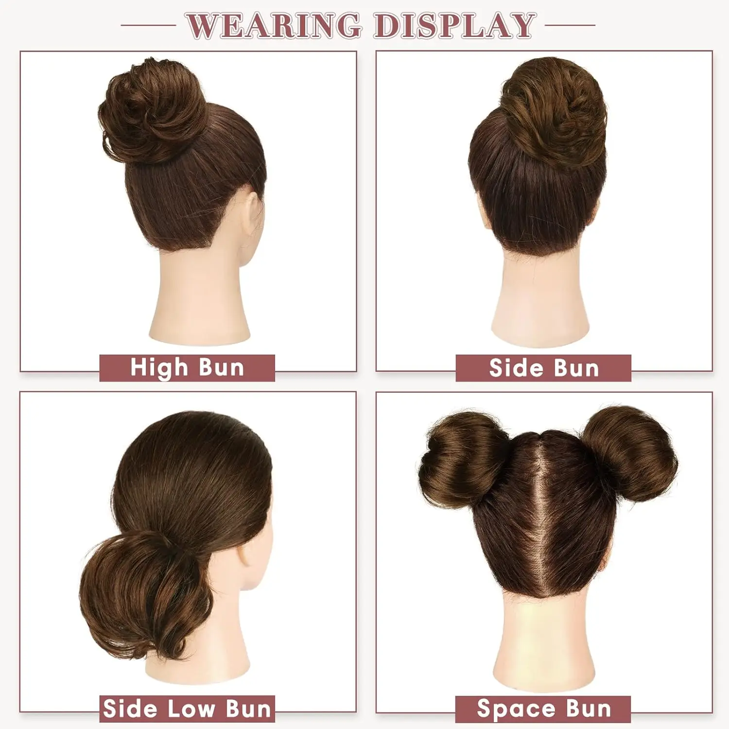 Chignon a ciambella elegante per capelli lisci con elastico in gomma parrucchino biondo dorato estensioni dei capelli umani veri per le donne