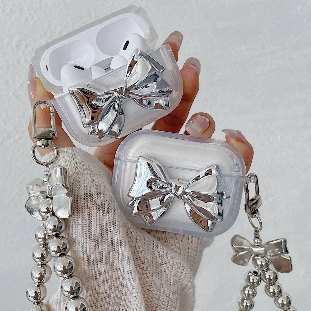 Beautiful Bows Earphone Case For Airpod Cases Air Apple Pro 2 For 2 3rd Pods Transparent Cute Earphone Cover TPU Coque