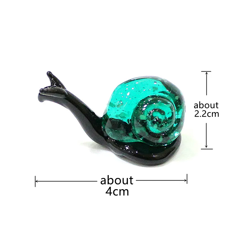 Fluorescent Murano Glass Snail Mini Figurine Ornaments Cute Animal Tiny Statue Home Table Fairy Garden Decor New Year Kids Gifts