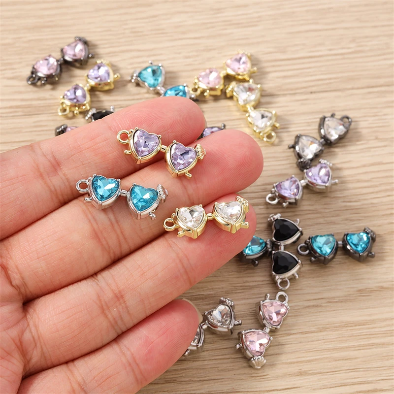 5 Stück niedliche, bunte Mini-Sonnenbrillen-Anhänger in Form von Kristallherzen für die Schmuckherstellung, zum Basteln von Halsketten, Ohrringen und anderen DIY-Accessoires. – Detail 9