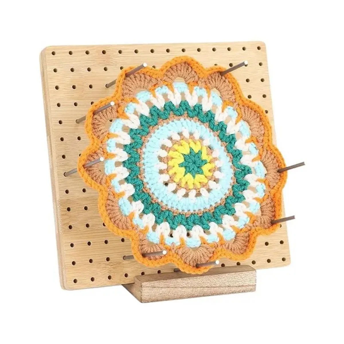 Wood Crochet Blocking Board Kit with Stainless Steel Rod Pins for Knitting Granny Squares Crochet Board Crafting,20cm