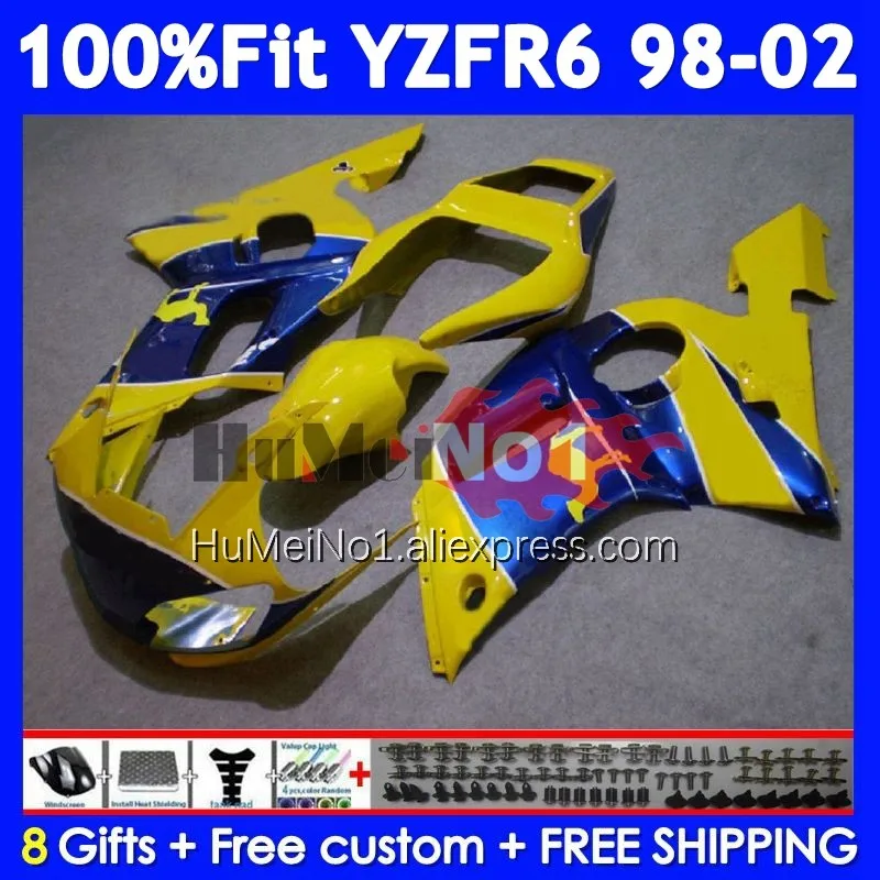 OEM Body For YAMAHA YZF-R6 YZF R6 R 6 YZF600 355No.48 Blue CAMEL YZFR6 98 99 00 01 02 YZF-600 1998 1999 2000 2001 2002 Fairing