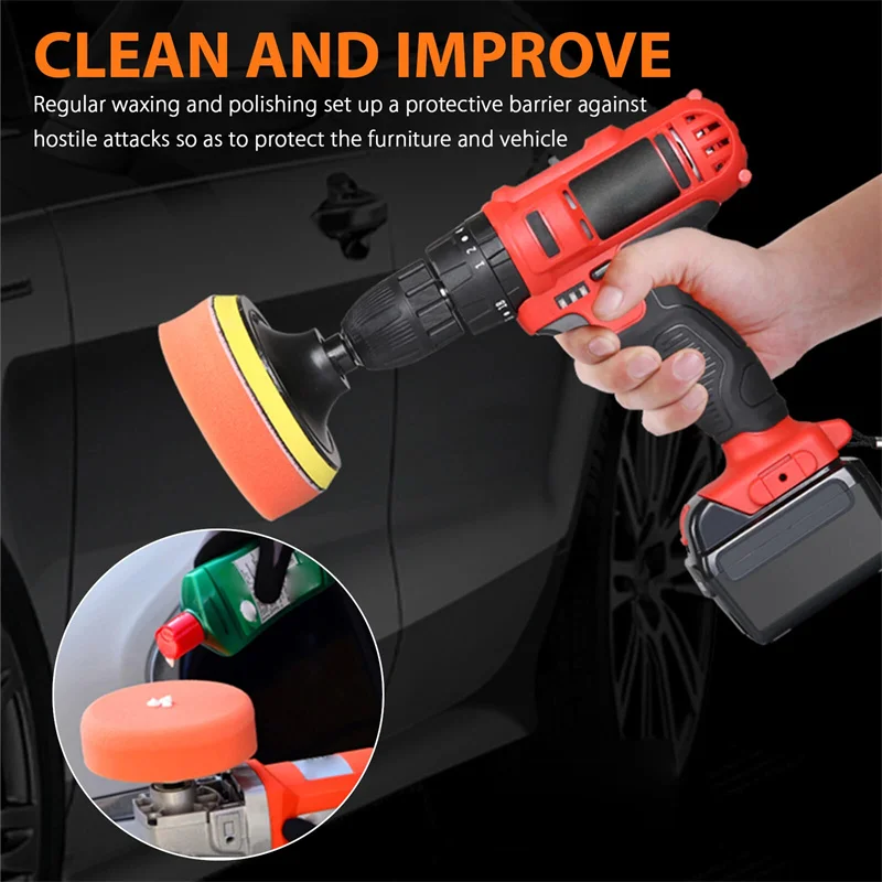 19pcs Polishing Sponge Plate Set Imitation Plush Waxing Grinding Cleaning Sponge Wheel Car Beauty Set Electric Drill Polish 