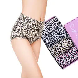 4pairs/lot Women's Panties Breathable Female   Briefs Leopard Underwear Womens Comfortable Panties