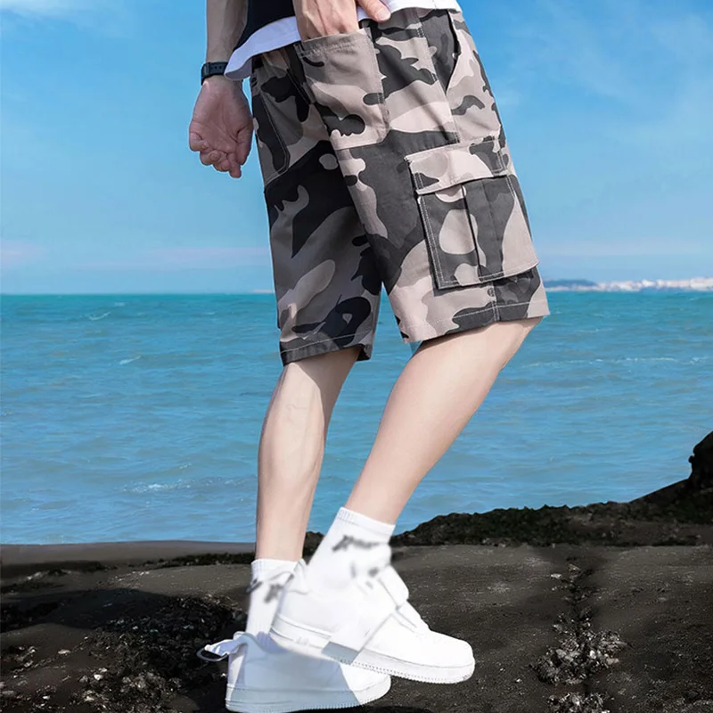 Men\'s Short Pants Casual Loose Cargo Shorts Male Summer Camouflage Baggy Elastic Wais Short Big Size M-7XL Tactical Shorts