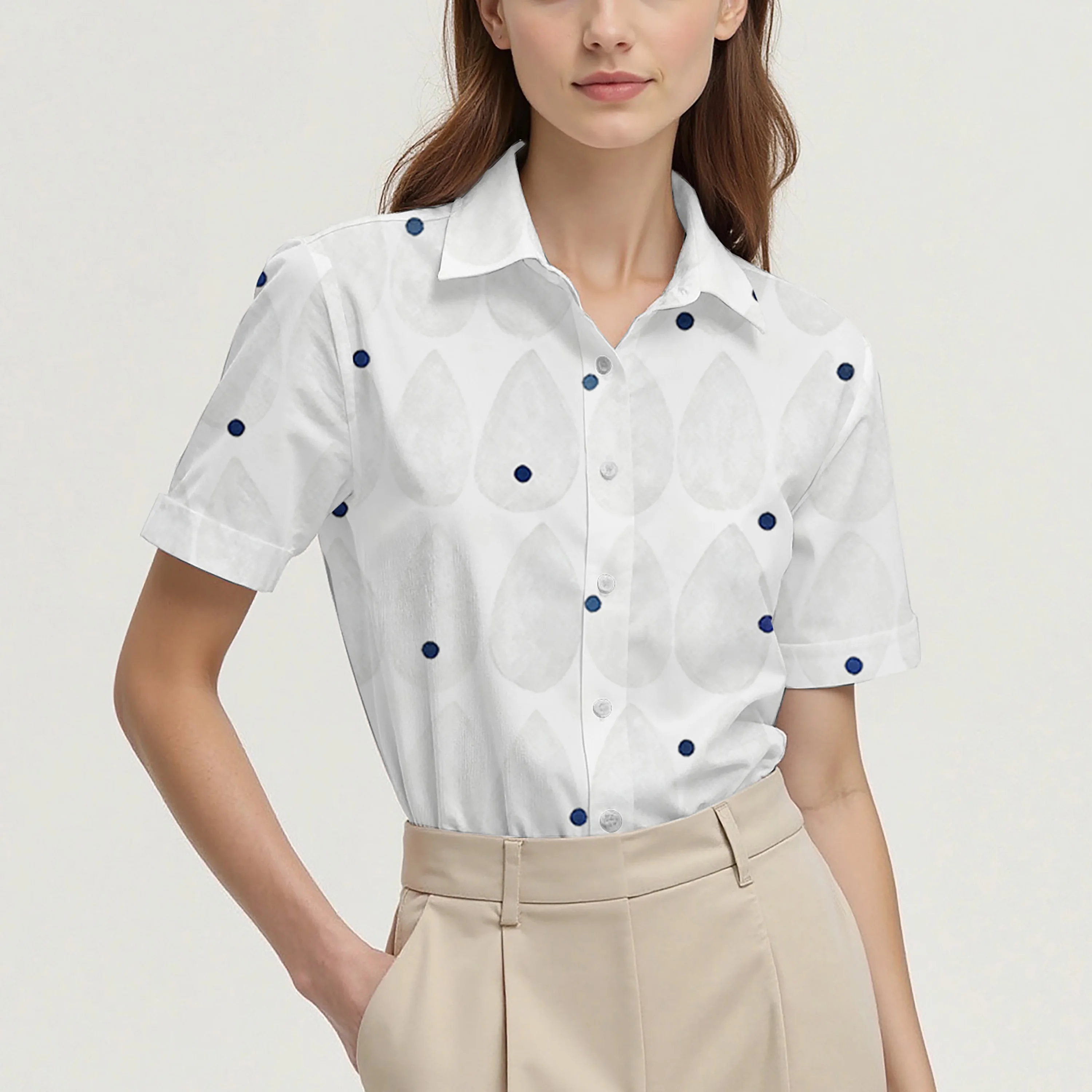 

Women's regular short-sleeved shirt, regular length, women's top with striped pattern, casual, stylish, versatile and unique