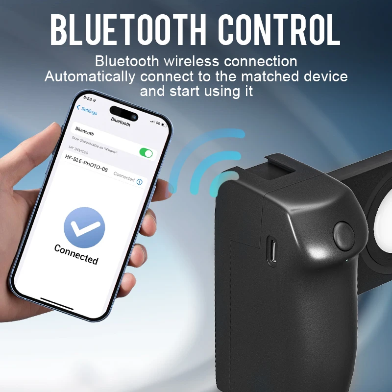 Magnetic MagSafe Phone Hand Grip Magsafe Handheld Bluetooth Remote Control Selfie Handle Phone Tripod Mount for iPhone 16 Vlog - view 4