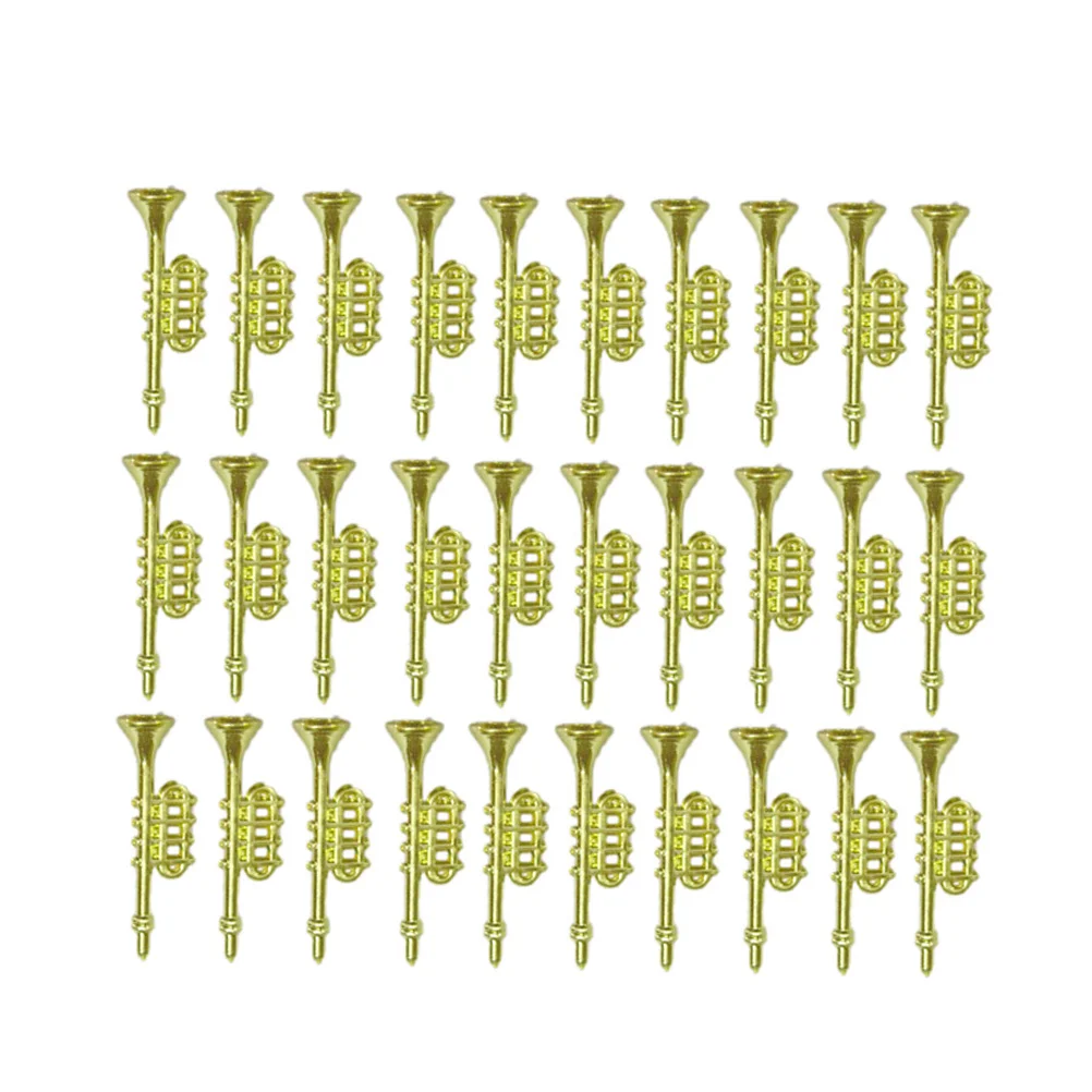 60 Pcs Musical Christmas Decor Tree Decoration Horn Ornaments Number Electroplating Pedndant