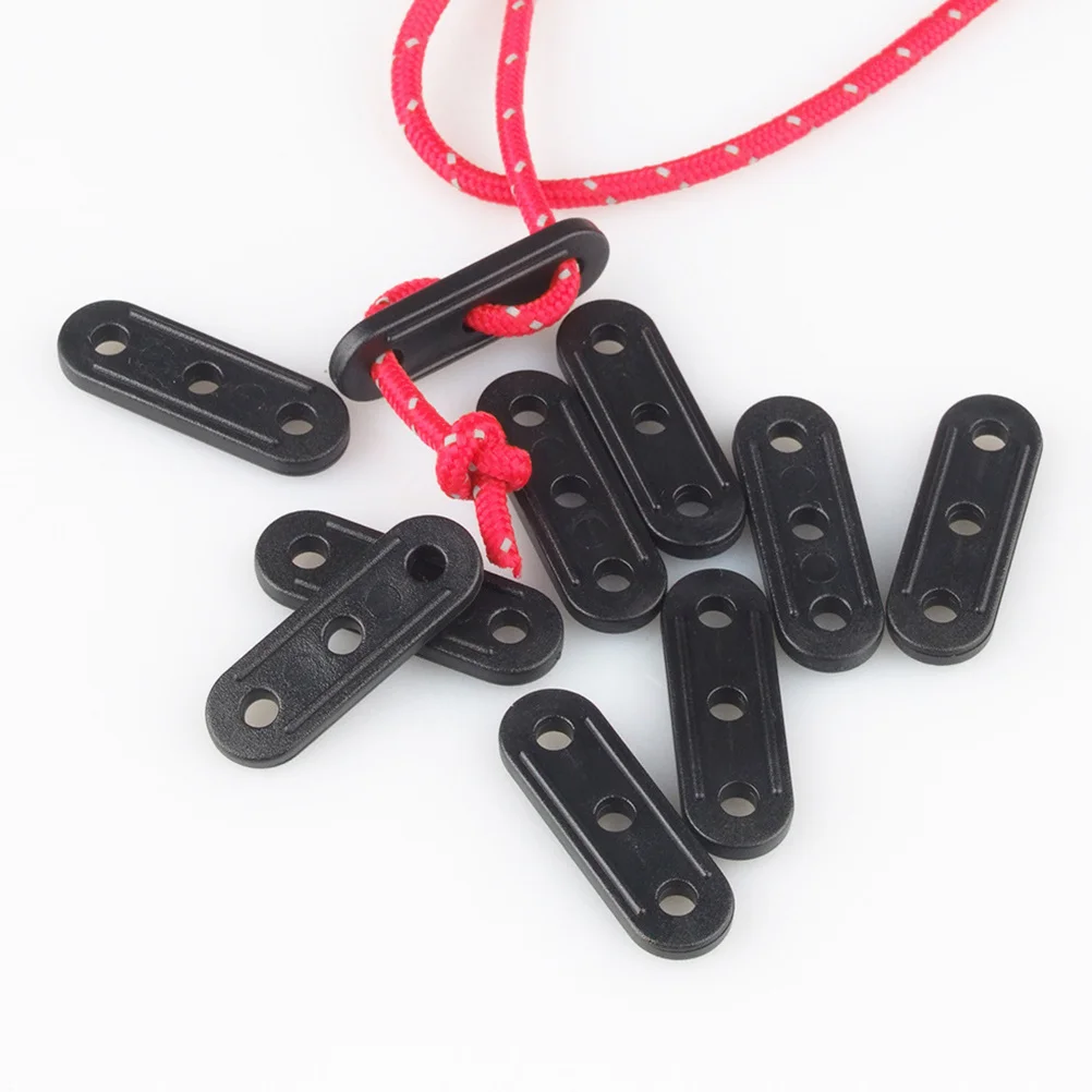 

100pcs Camping Tent Accessories Black Plastic 3-Hole Adjuster Buckle Windproof Anti-Slip Fastener For Outdoor Awning Fixation