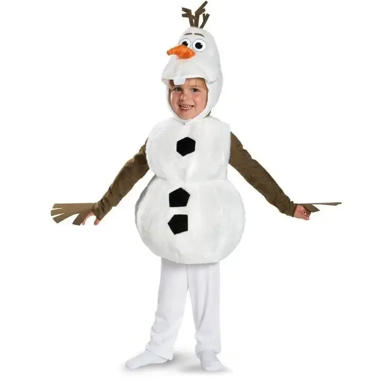 Comfy Deluxe Plush Adorable Child Halloween Costume For Toddler Kids Favorite Cartoon Movie Snowman Olaf Party Dress-up