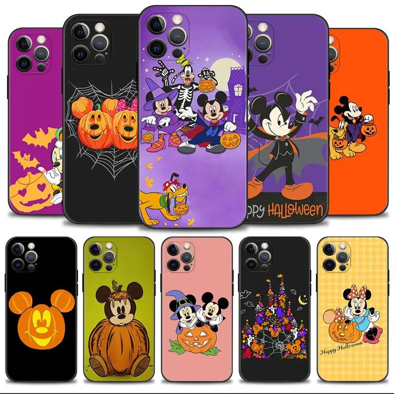 Phone Case For iPhone 15 11 14 13 12 Pro Max 13 12 Mini XS Max XR X 7 8 Plus Disney Mickey Minnie Love Halloween Pumpkin Head