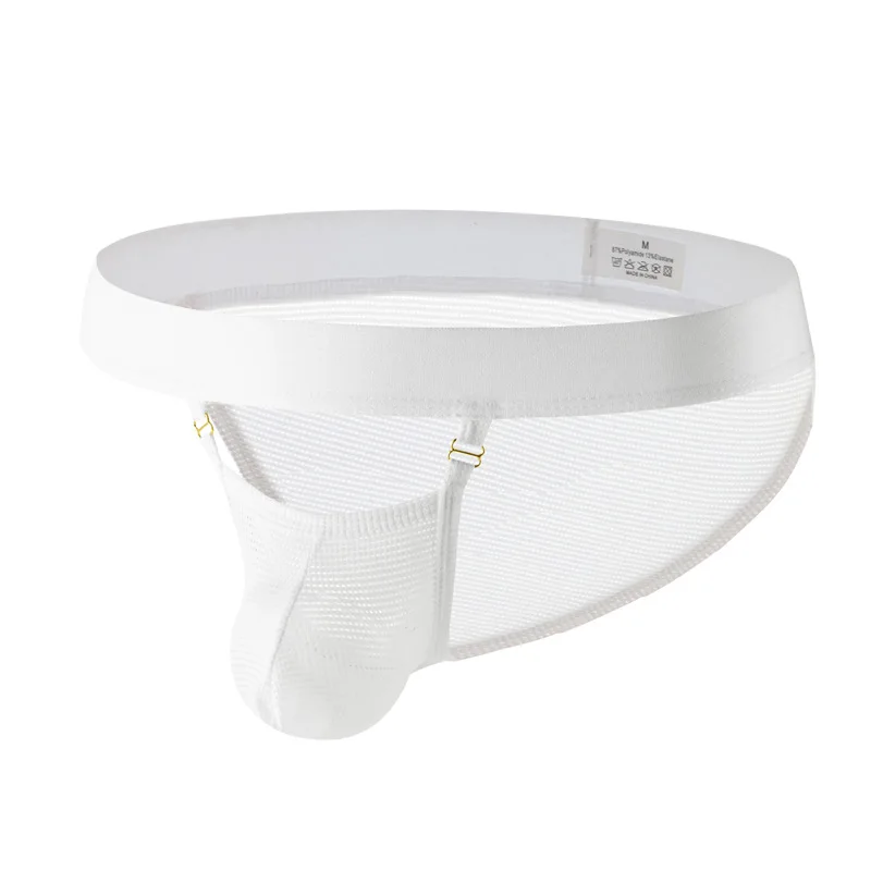 Men's Mesh Jockstrap Breathable Low-Rise Solid Color Sexy Underwear Gays Sexy U Convex Pouch High Fork Tanga Quick Dry Panties