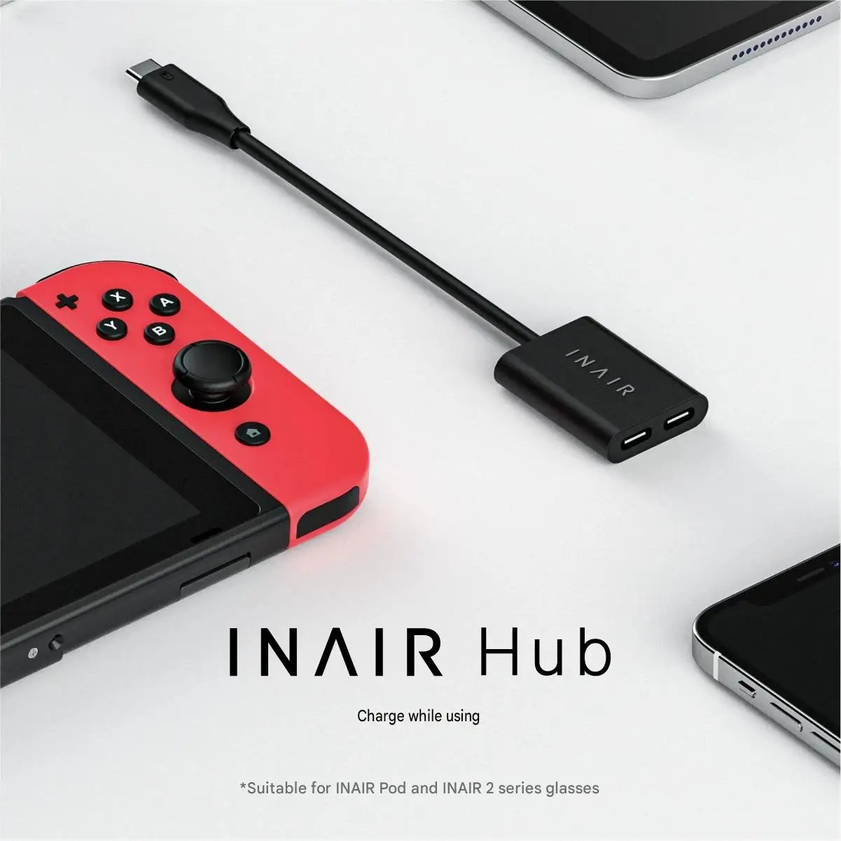 INAIR Hub Smart AR Glasses Dedicated Adapter for Charging and Using While Playing, Essential for Switch, Direct Connection to Ha