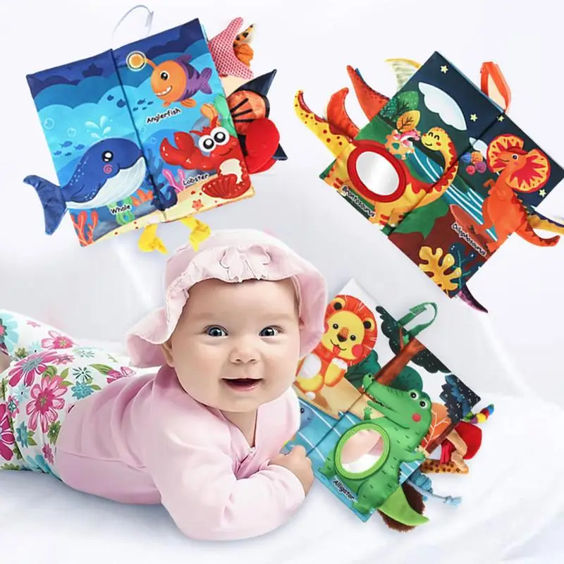 

Baby Cloth Book Fish Tails Teething Toys Crinkle Soft Cloth Books Touch & Feel Sensory Book Educational Activity Toys Gifts