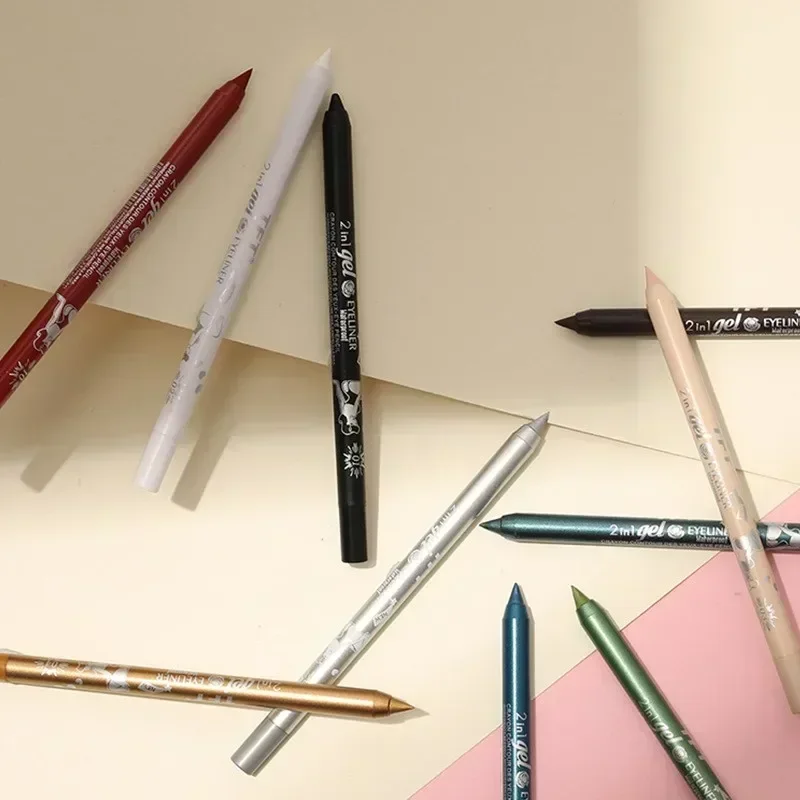 2 in 1 Eyeliner Lip Liner Gel Pencil Waterproof Long-lasting Blue White Black Brown Easy Wear Eyeliner Makeup for Eyes 7 Colors