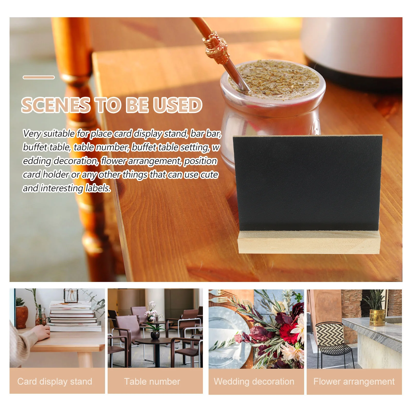 

3Pcs Standing Mini Chalkboards Double-Sided Small Blackboard for Tabletop Message Board Wood Base Stable Display Desk Decor Sign