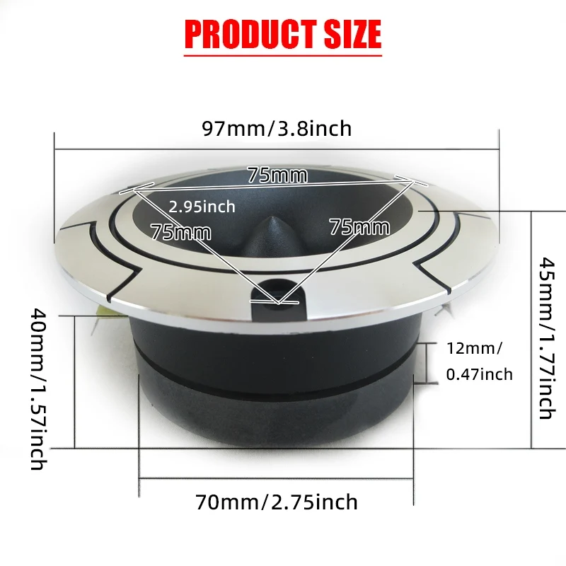 2PCS Tweeter 150W Max 4 Ohms Car Speaker with Capacitor High-Fidelity Sound Vehicle Modification Speakers Aluminum Alloy