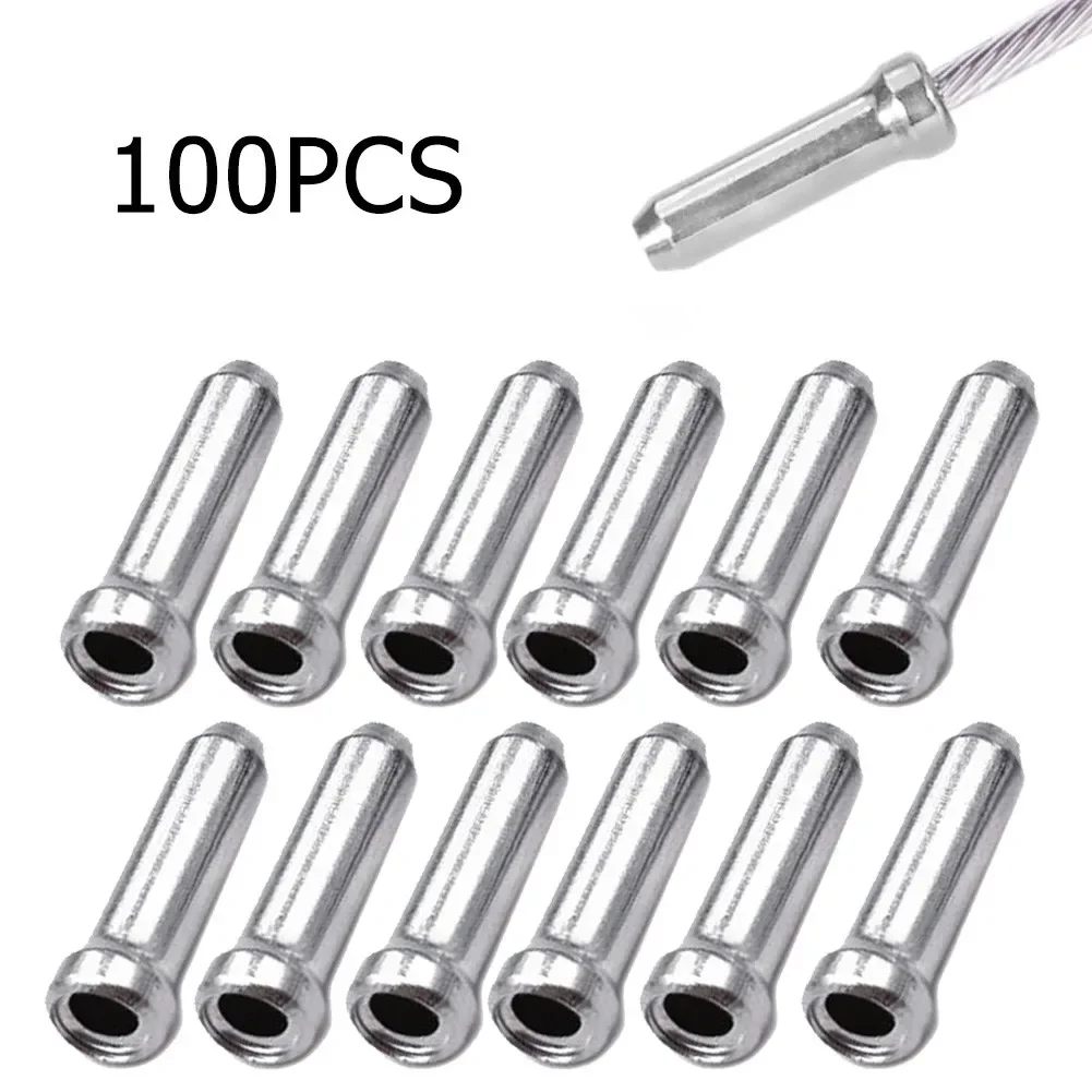 100×MTB Bike Brake Shifter Innner Cable Tips Wire End Cap Crimp For Alloy Brake Shift Derailleur Cable Bike Accessory