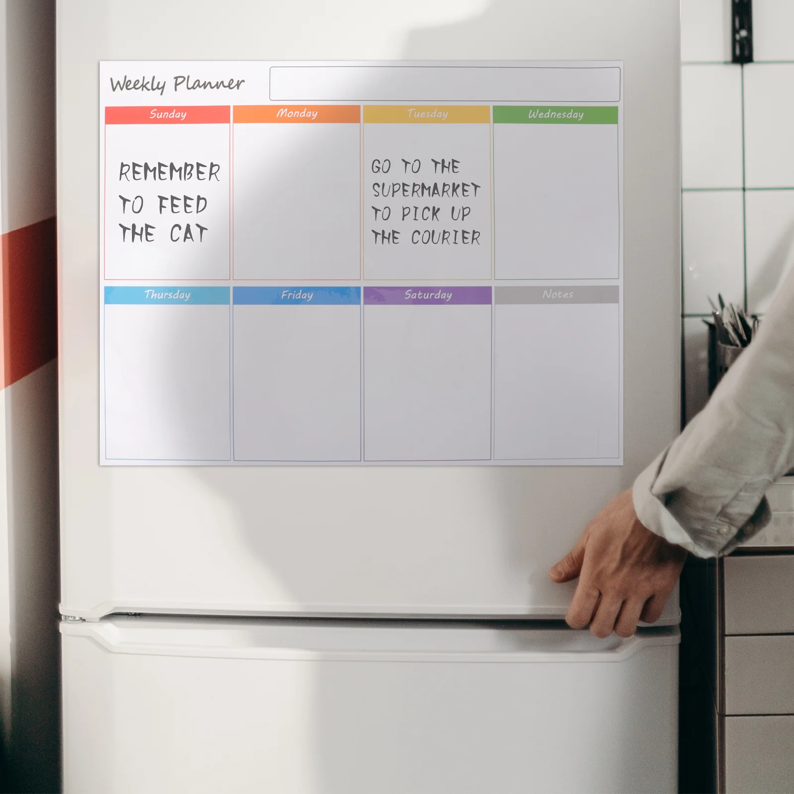 Magnetische, trocken abwischbare Tafel, magnetischer Planer, Wochenkalender, Kühlschrank, Zeitplantafel, löschbares Whiteboard für den Kühlschrank