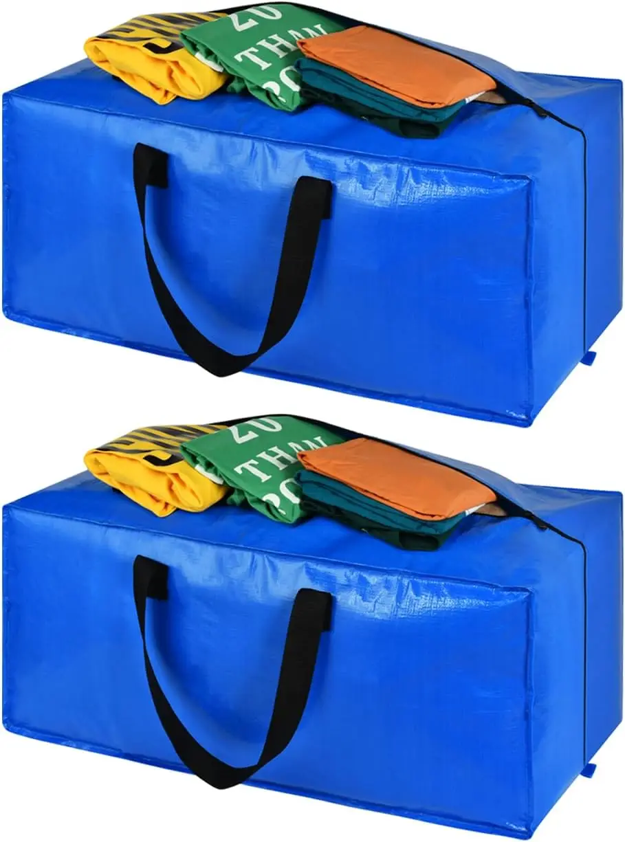 

Extra Large Moving Bags, Storage Totes for Moving Supplies, College Dorm Essentials with Backpack Handles Zipper, 2 Pack