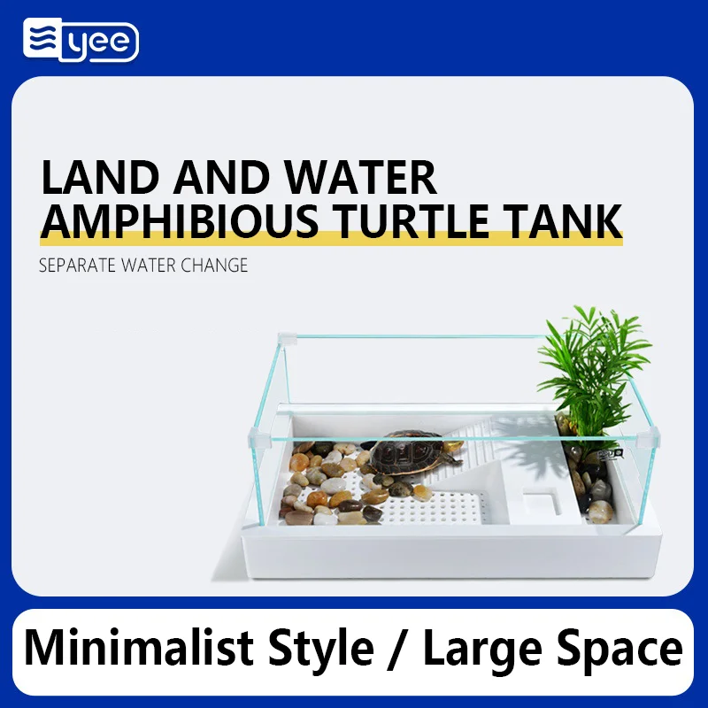 Glass Tank with Sun Deck Multi-purpose Ecological Breeding Box Dedicated Boxes Turtles Accessories for Household Turtle Farming