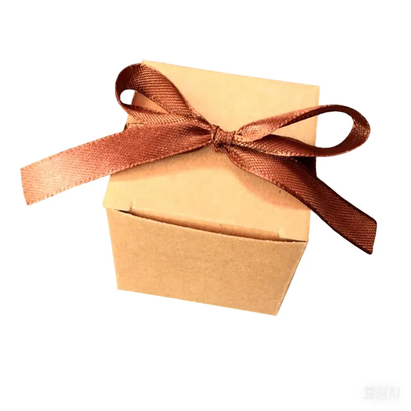 20/50Pcs White Brown Gift Candy Box Bulk With Ribbon Wedding