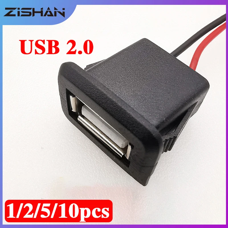 1~10pcs 2 Pin 4 Pin USB 2.0 Female Power Jack 2P 4P USB 2.0 Charging Port Connector Data Interface with Cable USB Charger Socket