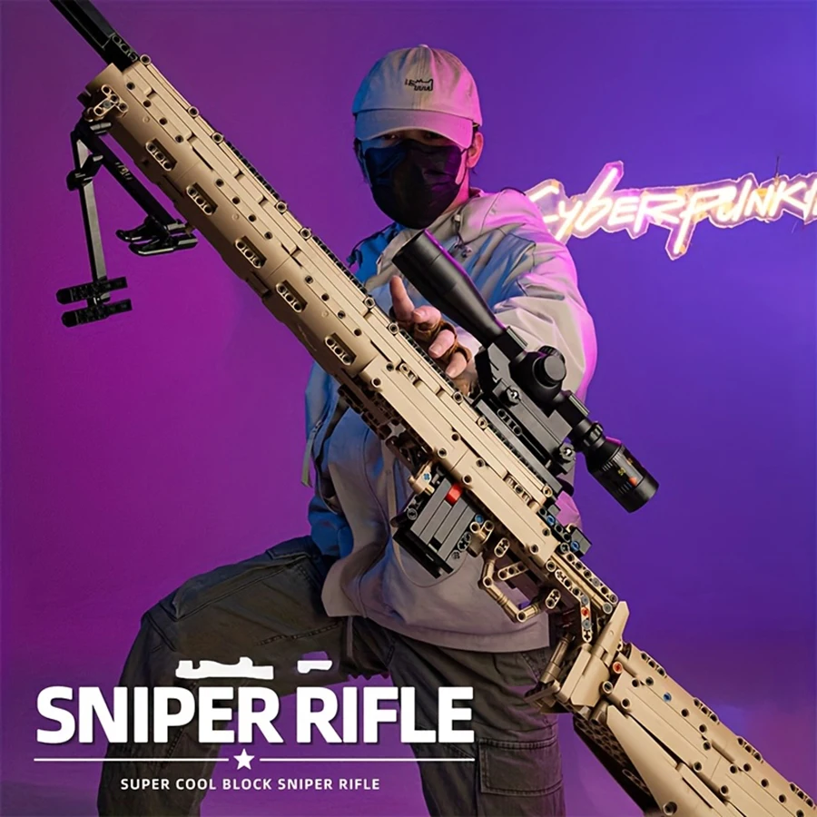 Pistola de bloques de construcción de 1000 piezas, pistola de bloques de construcción M24 para rifle de francotirador, pistolas negras y marrones. Un regalo para entusiastas de los bloques de construcción.