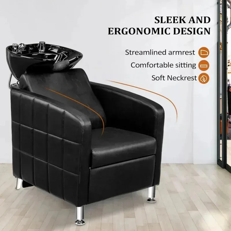 وعاء صالون QAZ8-OySalon و. كرسي بمقعد عريض جدًا وحوض غسيل الشعر من البورسلين. وحدة شامبو لـ Beauty Spa Ba #6