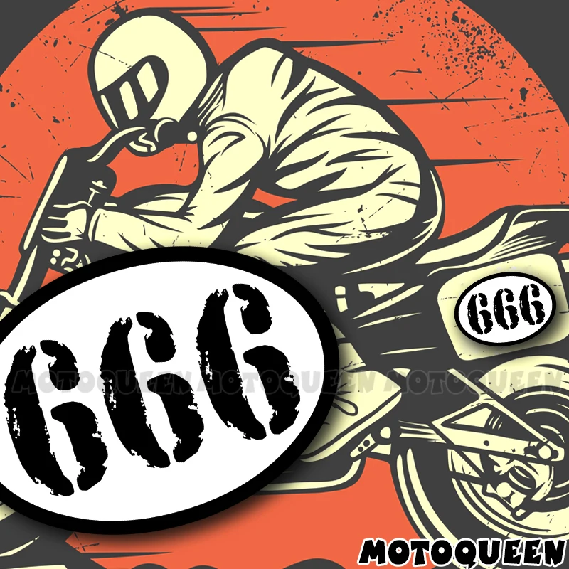 Vintage Oval Race Number 111-999 Stickers Waterproof Vinyl Decals For Motorcycle Bike Cafe Racer Scooter Body DIY Decor