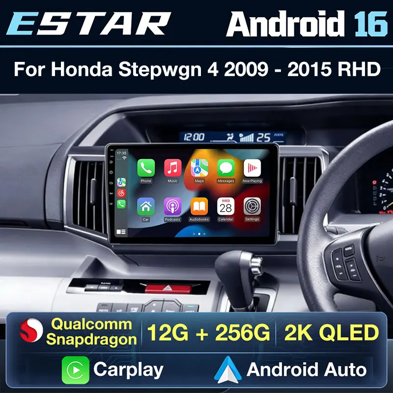 Android 16 Car Radio For Honda Stepwgn 4 2009 - 2015 Multimedia Stereo Video Player QLED Qualcomm Head Unit 4G WIFI Carplay Auto