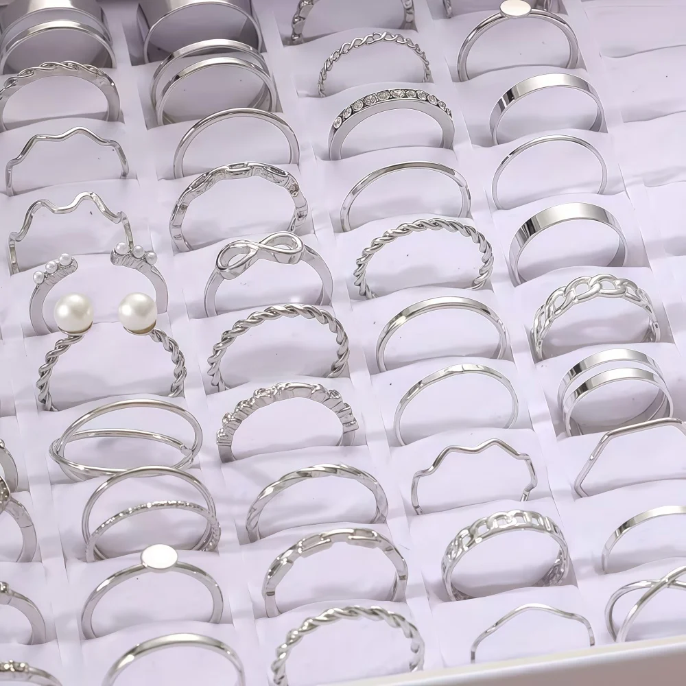22Pcs/Lot Random Stackable Ring Set Women Elegant Durable Fashion High-End Geometric Spiral Hollow Out As A Gift For Her Jewelry view 2
