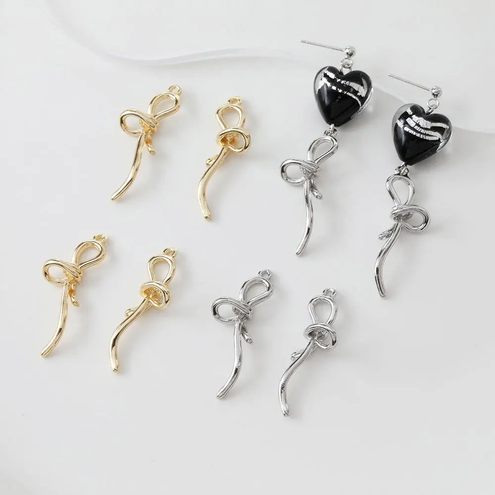 4PCS 12*35mm 14k Gold Plated Knotting Eardrop Pendant Diy Earrings Supplies for Jewelry Findings Hand Made Brass Accessories