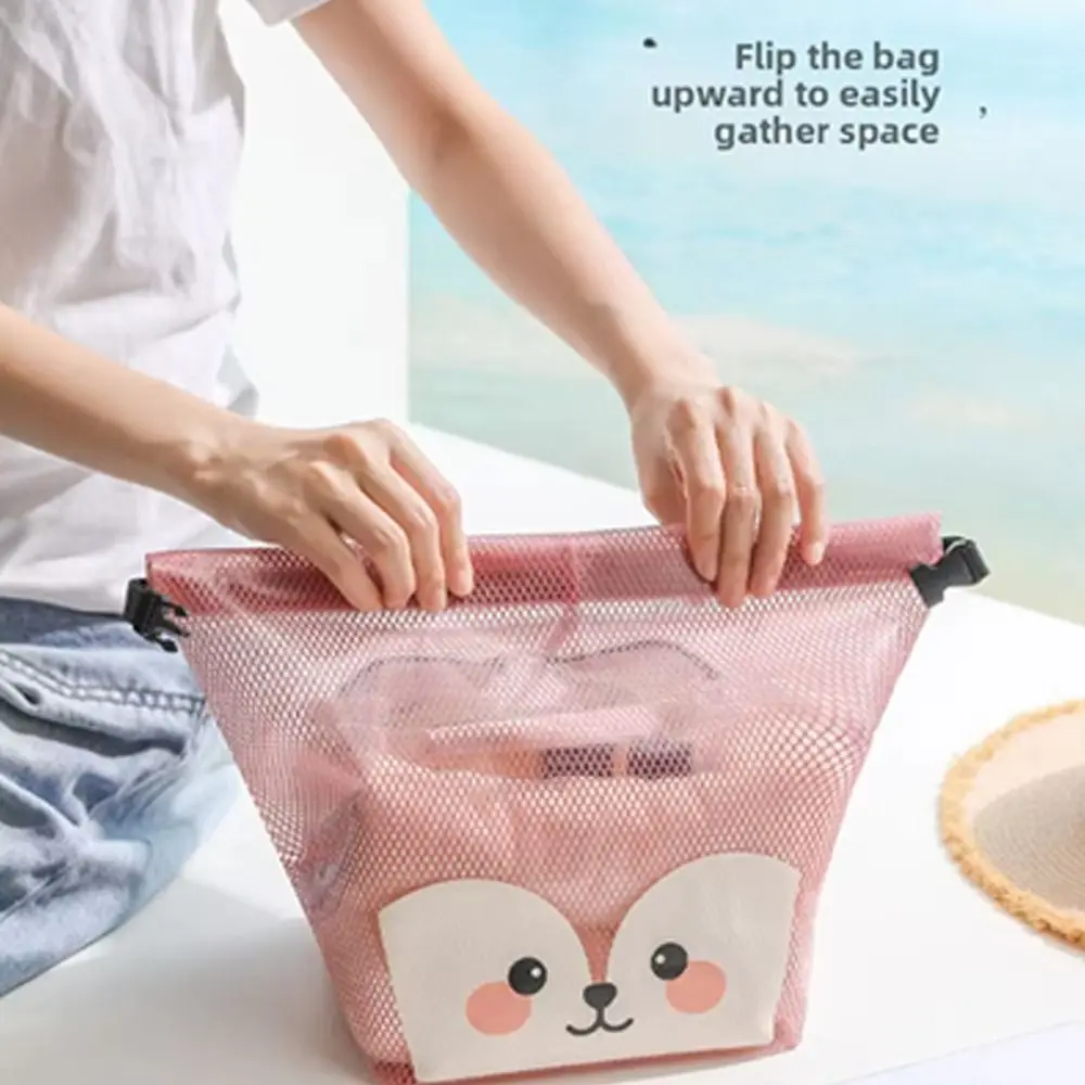 Cartoon Drawstring Toiletry Bag Handheld Waterproof Cosmetic Storage Bag Dry and Wet Separation Large Capacity