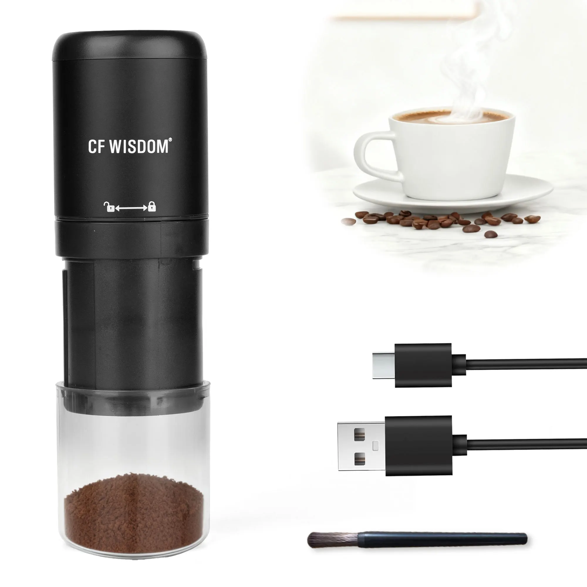 

Portable Electric Coffee Grinder Coffee Bean Grinder USB Rechargeable Mini Electric Coffee Grinders for Pour-over Home Travel