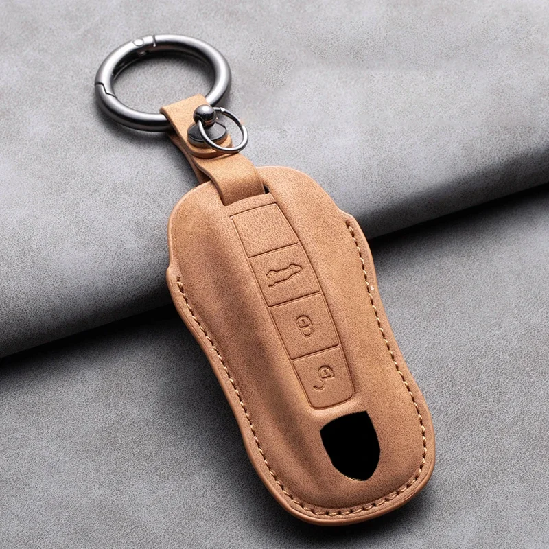 Leather Car Remote Key Case Cover for Porsche 958 Macan 911 Panamera 996 991 987 924 Gt3 Boxster 987 997 2019 2020 Cayman 987 