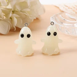 6pcs Halloween Charms Resin 3D Glow In Dark Ghost Keychain Pendant For DIY Decoration