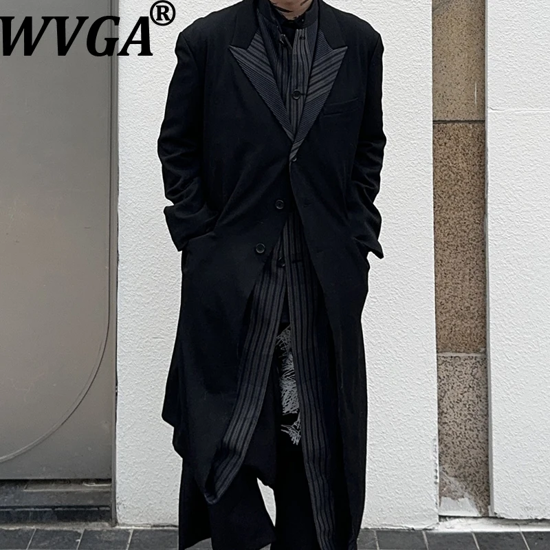 

WVGA, осенне-зимнее новое мужское темное пальто Tide Yamamoto, двухслойные полосатые пальто в чернильную полоску, нишевая шикарная повседневная драпированная куртка Ins W13122