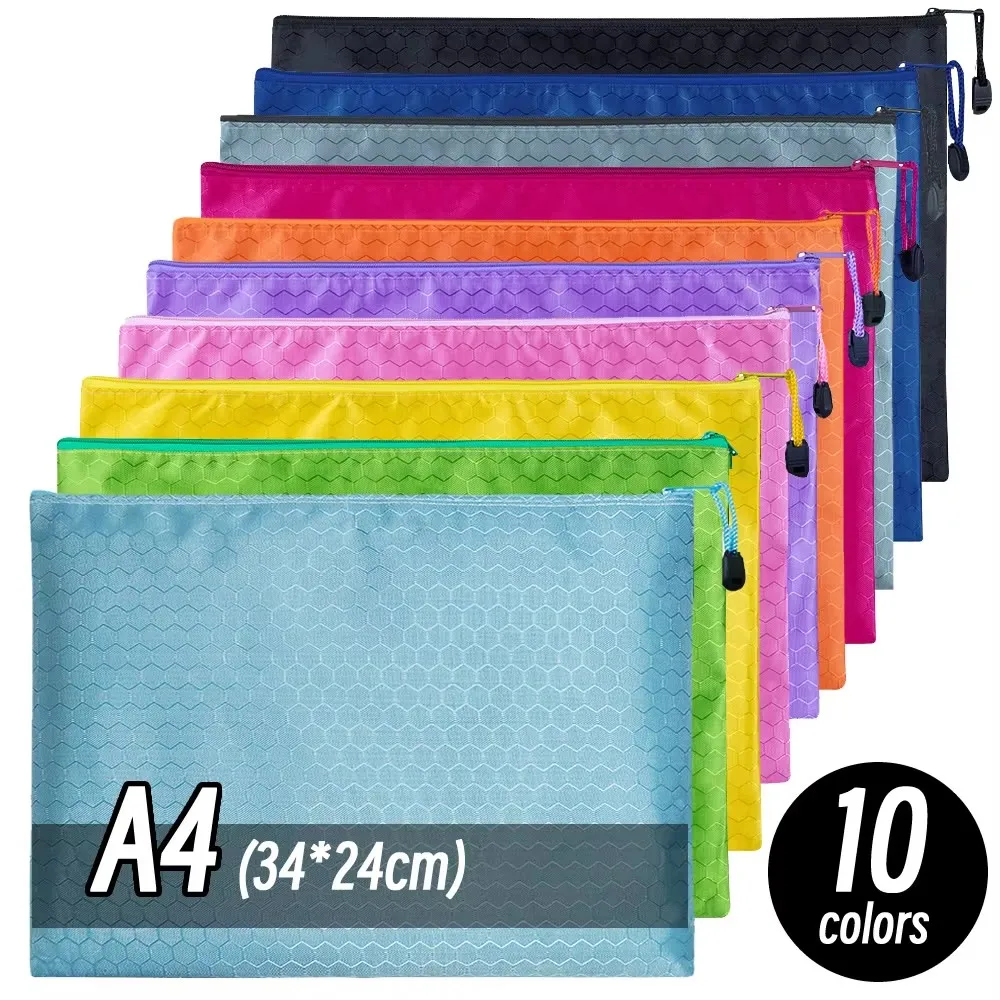 Waterproof A4/A6 Pencil Bag Zipper Pouch Document Puzzle Storage Zip File Folders Pencil Case for School Office Supplies