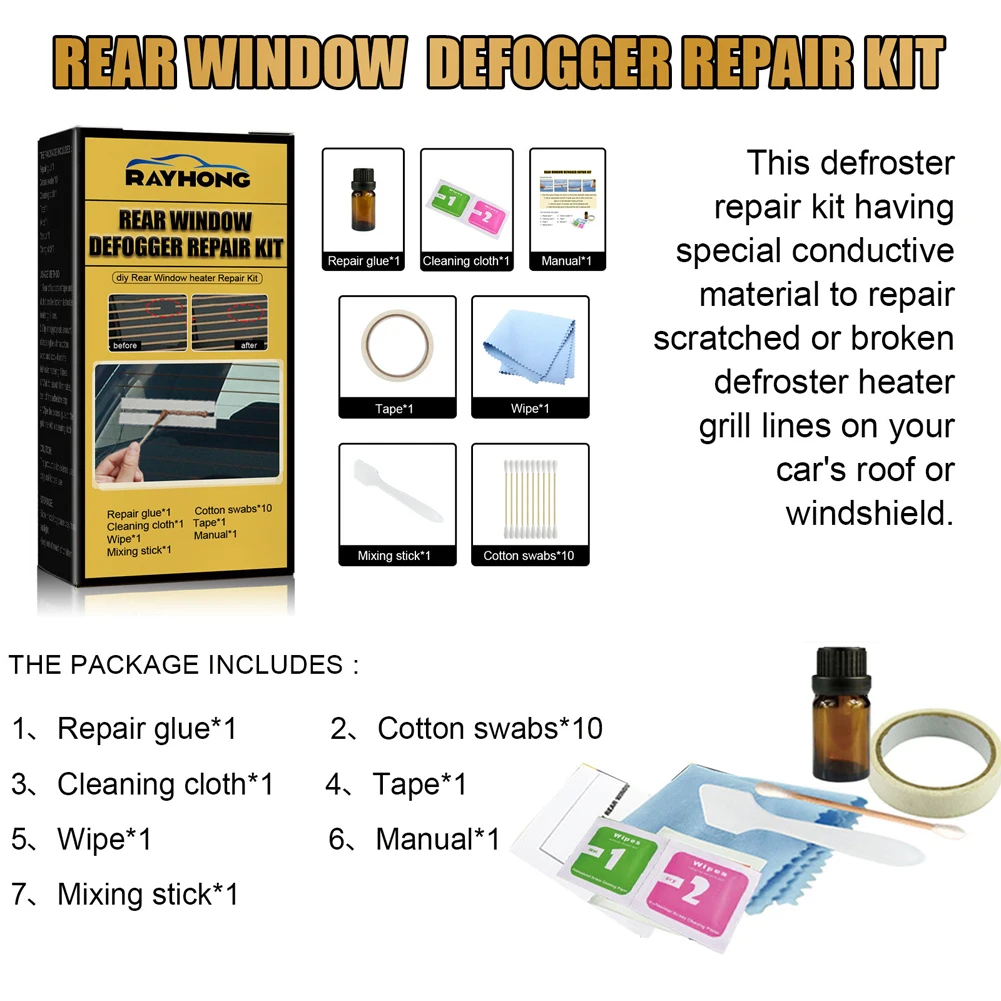 Car Rear Window Defogger Repair Kit DIY Quick Repair Scratched Broken Defroster Repair Heater Grid Lines Car Accessories