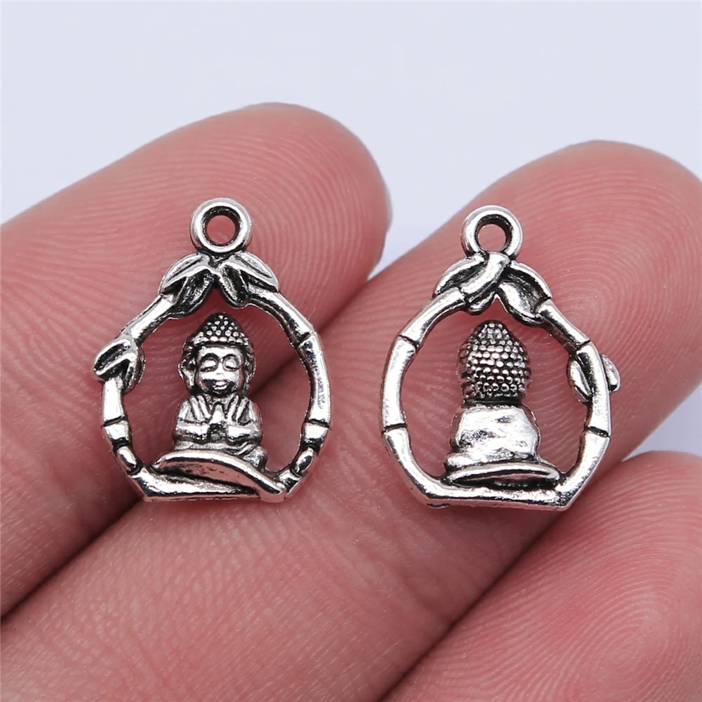 

WYSIWYG 10pcs 16x12mm Antique Silver Color Buddha Charms Pendant For Jewelry Making DIY Jewelry Findings